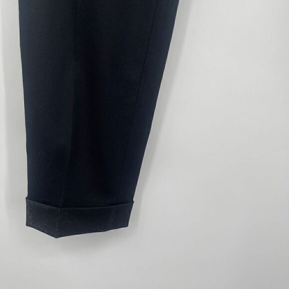 The Kooples Women's High Waist Leather Trim Stretch Wool Black Trousers Sz 34 - Picture 4 of 10